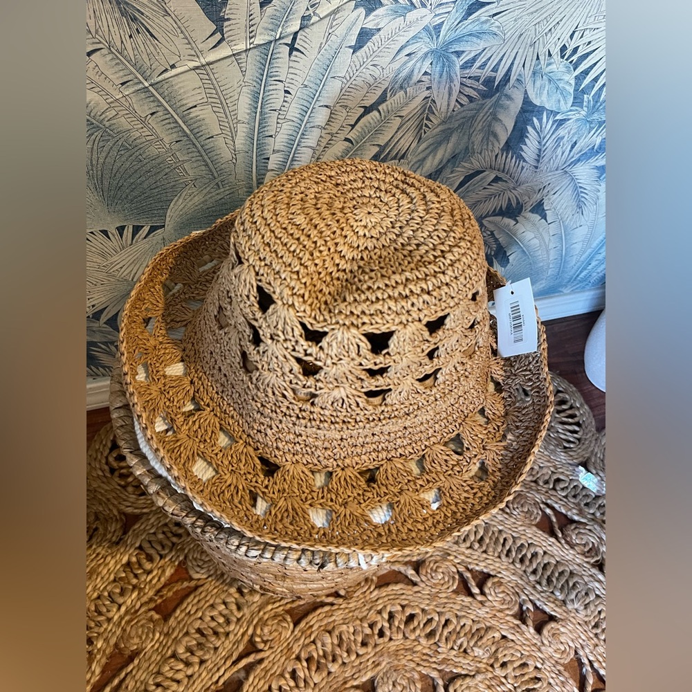 Woven Straw Boho Bucket Hat with Leaf Cutouts – Boho Summer Style - Picture 7 of 7